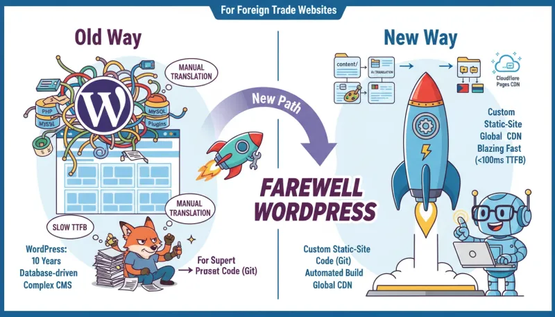 用了 10 年 WordPress，我为什么决定为外贸网站自研技术栈